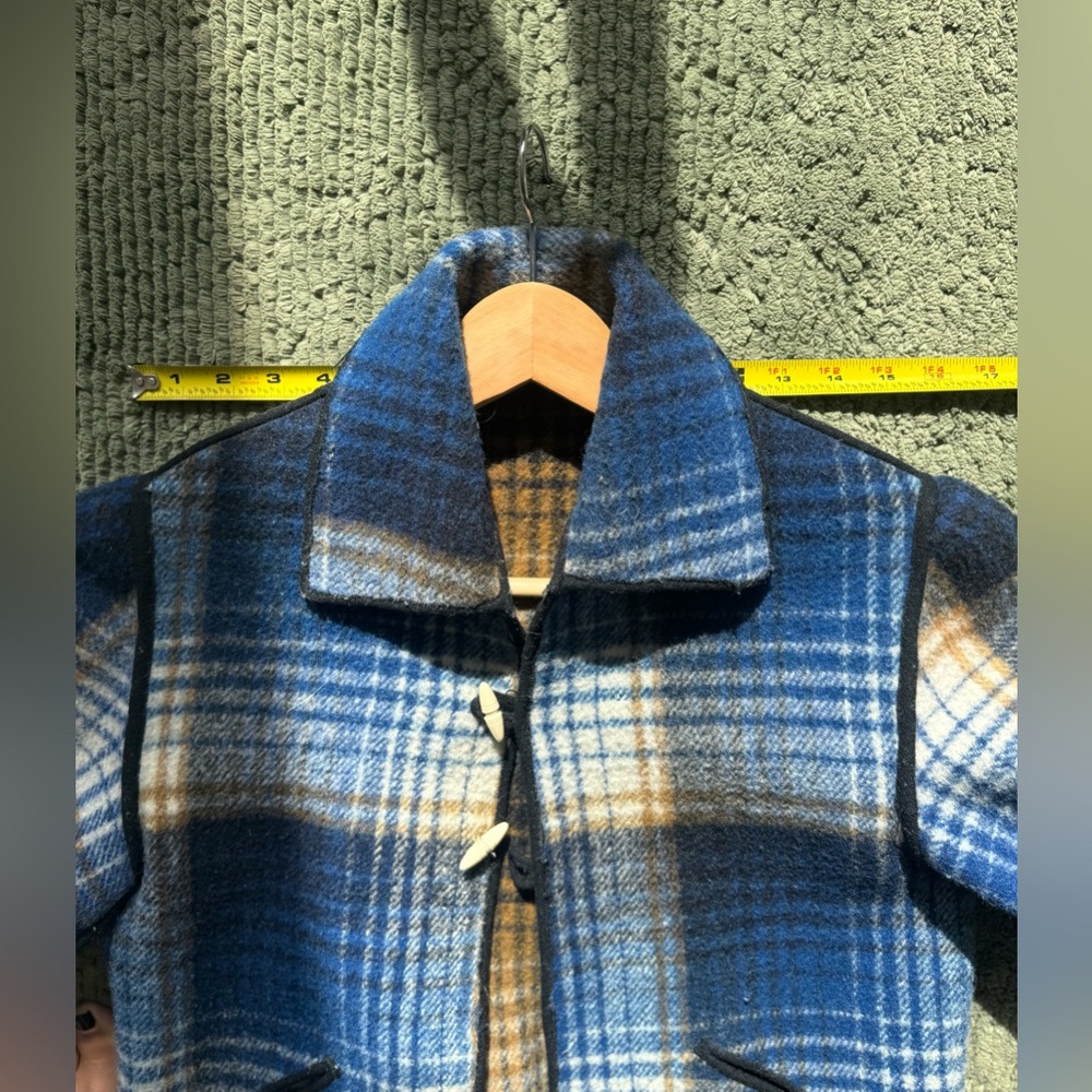 Fringe Plaid Wool Jacket, Reversible With Puff Sl… - image 6